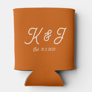Porta-lata Favor de Casamento Laranja Queimado Monogramado Is