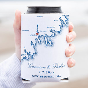 Porta-lata Favor de casamento Mapa de New Bedford
