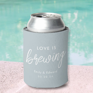 Porta-lata Favor de casamento Moderno Azul Empoeirado O Amor 