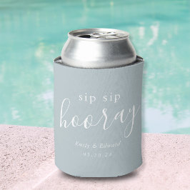 Porta-lata Favor de Casamento Moderno Azul Empoeirado Sip Sip