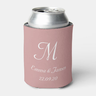 Porta-lata Favor de casamento moderno com monograma em rosa p