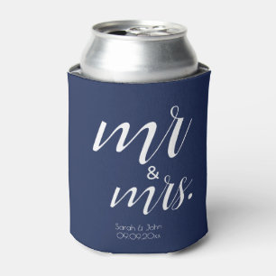 Porta-lata Favor de casamento moderno em negrito Navy Mr & Mr