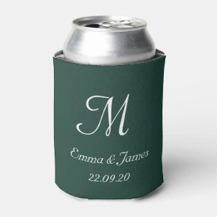 Porta-lata Favor de casamento moderno em verde esmeralda mono