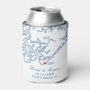 Porta-lata Favor de Casamento na Praia de Edisto Mapa da Ilha