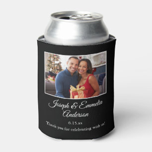 Porta-lata Favor de casamento preto Foto do casal, Nomes