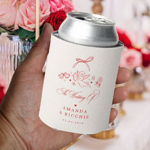 Porta-lata Favor de Casamento Querubim Desenhado à Mão Cupido
