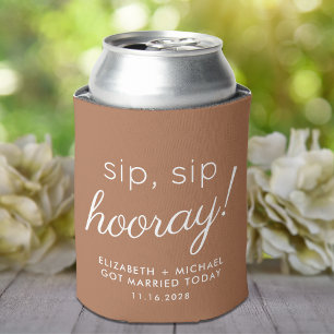 Porta-lata Favor de Casamento Sip Sip Hooray Terracota