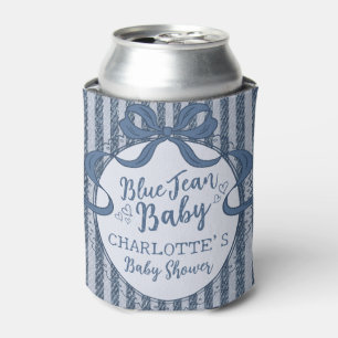 Porta-lata Favor de Chuveiro de Bebê em Jeans Azul com Laço C