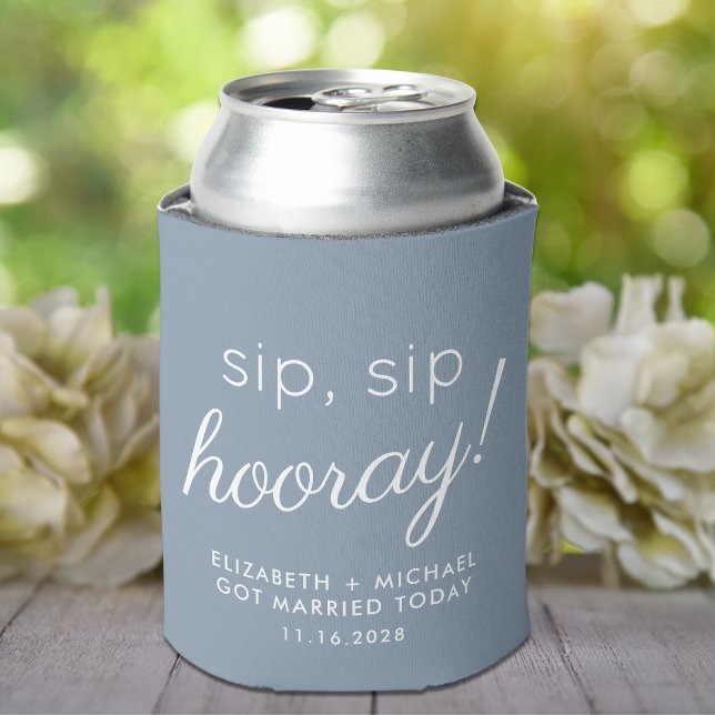 Porta-lata Favor do Casamento Sip Hooray Dusty Blue (Criador carregado)