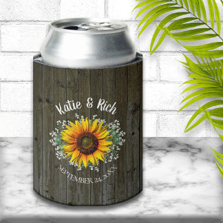 Porta-lata Favor Rustic Country Sunflower Wedor
