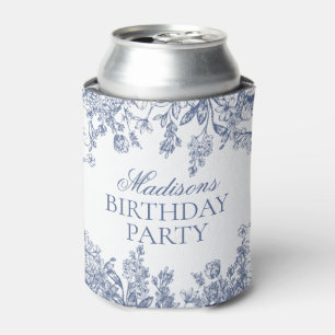 Porta-lata Favoritos de Aniversário Floral Vintage Azul Chino