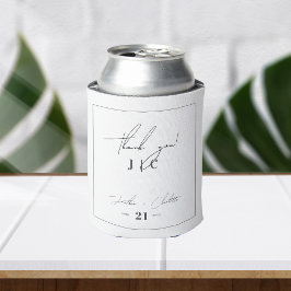 Porta-lata Favoritos de Casamento Branco e Preto de Monograma