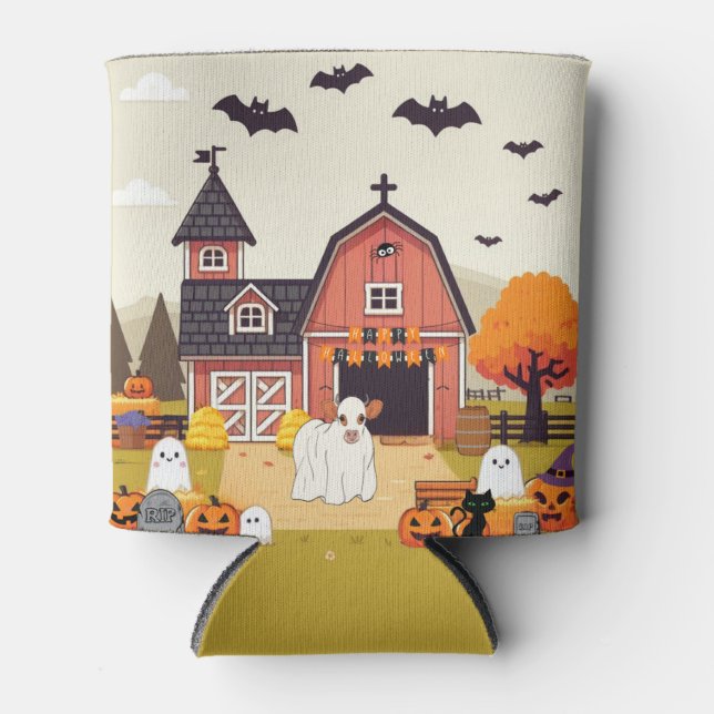 Porta-lata Fazenda e vaca do Halloween (Frente)