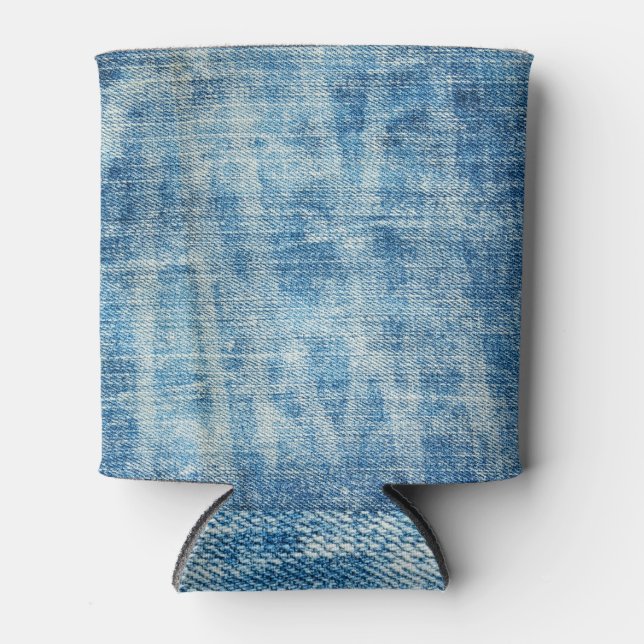Porta-lata Fechamento de Denim Azul Texturizado (Frente)