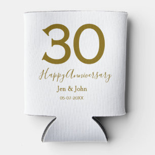 Porta-lata Feliz 30 data de aniversário data ouro bold lete