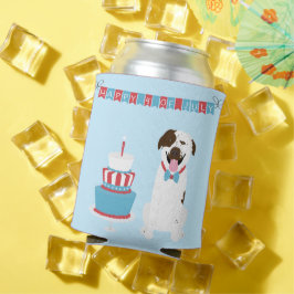 Porta-lata Feliz 4 de julho Cachorro Vermelho Azul