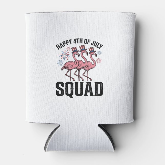 Porta-lata Feliz 4 de Julho Flamingo Squad Vector Design_1 (Frente)