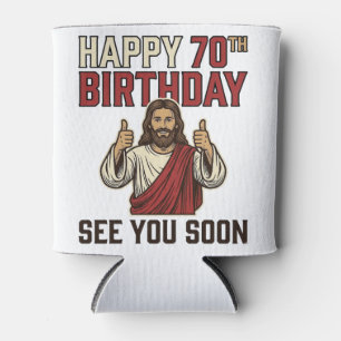 Porta-lata Feliz 70º Aniversário Vejo Você Logo Camisa Vintag