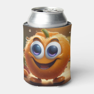 Porta-lata Feliz Animado 3d Laranja,