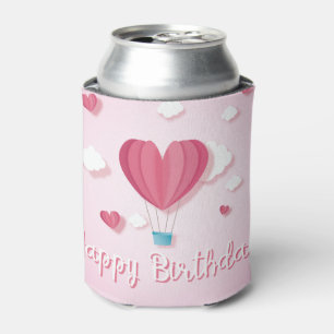 Porta-lata Feliz aniversário Balão de ar do Coração rosa româ
