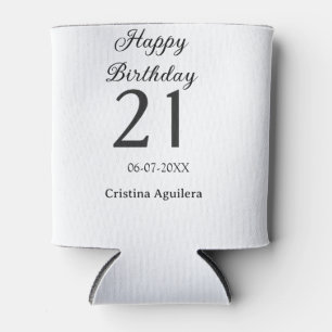 Porta-lata Feliz aniversário de 21 anos letra negrito simples