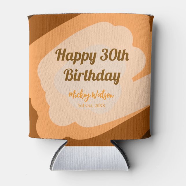 Porta-lata Feliz aniversário de 30 anos em madeira rústica no (Frente)