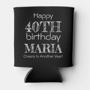 Porta-lata Feliz aniversário de 40 anos Negro, Engraçado