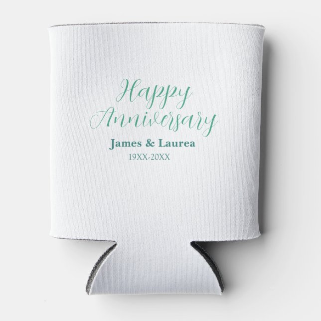 Porta-lata Feliz aniversário de casamento nome data ano simpl (Frente)