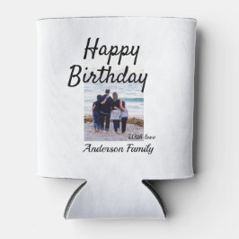 Porta-lata Feliz aniversário foto familia nome elegante class