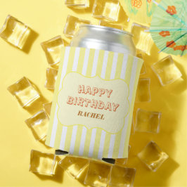 Porta-lata Feliz Aniversário Personalizado com Faixa Amarela