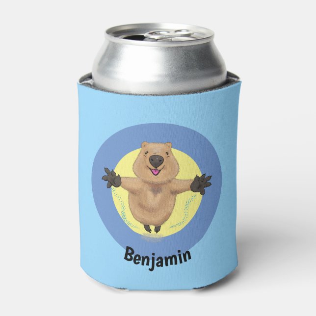 Porta-lata Feliz design de desenho de quokka (Can Front)