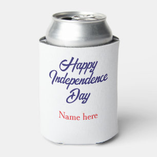 Porta-lata feliz dia da independência vermelho azul nome amer