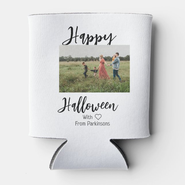 Porta-lata Feliz Dia das Bruxas adiciona o nome da família a  (Frente)