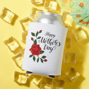 Porta-lata Feliz Dia das Mães Floral Caligrafia