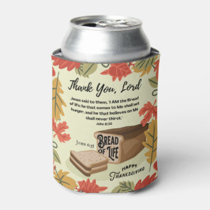 Porta-lata Feliz Dia de Ação de Graças, PÃO DA VIDA Monograma