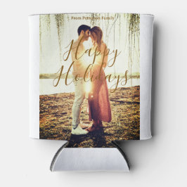 Porta-lata Feliz feriado marrom adicionar casal nome da foto