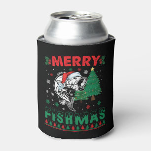 Porta-lata Feliz Fishmas Peixe Pai Pescador Natal