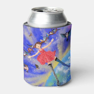 Porta-lata Feliz Garota com Pássaros - Feliz