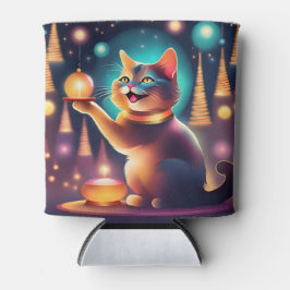 Porta-lata Feliz gato celebrando o Natal ، Cooler