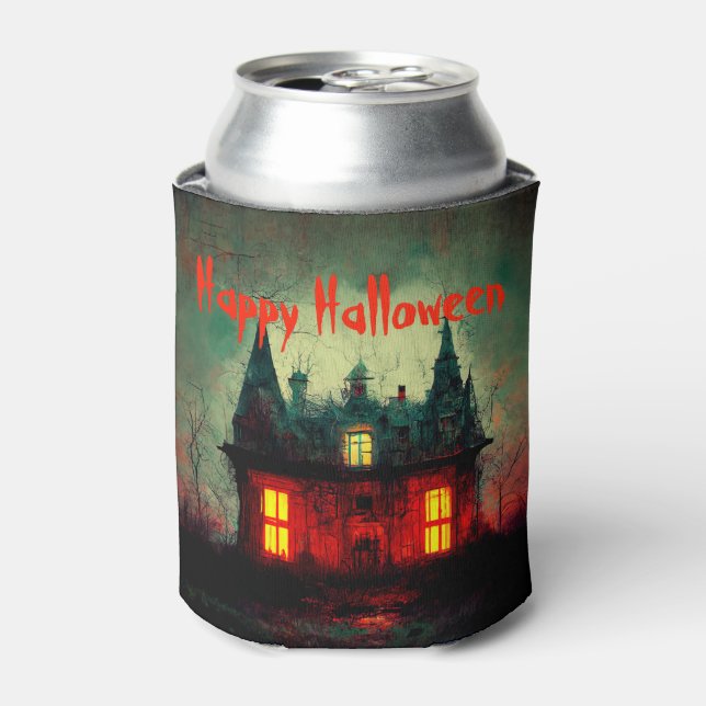 Porta-lata Feliz Halloween, Casa Assombrada (Can Front)