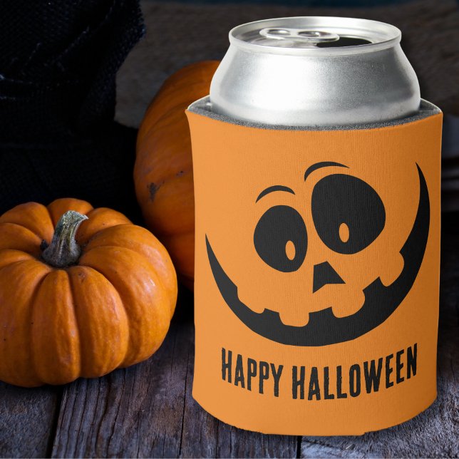 Porta-lata Feliz Halloween Jack O Lanterna (Cute Pumpkin Face Jack O Lantern Happy Halloween Can Cooler)