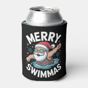 Porta-lata Feliz Natação Natal Papai Noel Xmas Piscina