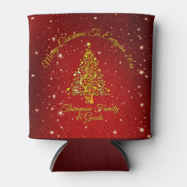 Porta-lata Feliz Natal 20XX Estrelas de Árvore Vermelha Doura