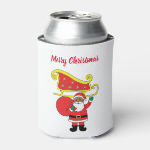 Porta-lata Feliz Natal afro-americano Papai Noel