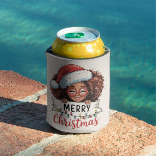 Porta-lata Feliz Natal Afro-Americano Preto Africano 