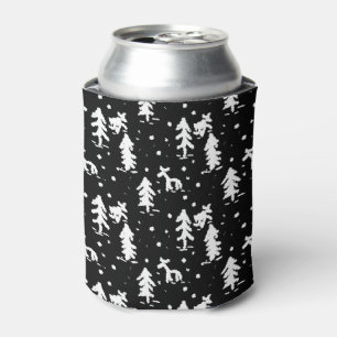 Porta-lata Feliz Natal! Black and White Can Cooler