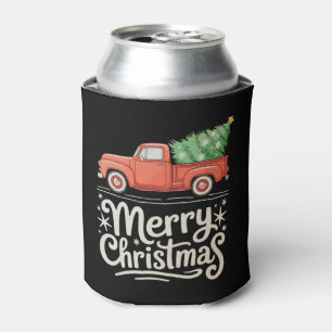 Porta-lata Feliz Natal Caminhão Vermelho Antigo Árvore Feriad