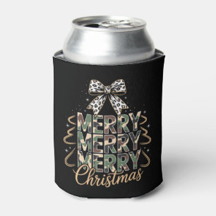 Porta-lata Feliz Natal Camo Leopardo Arco Vibe de Férias de N