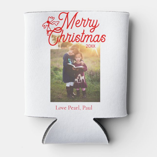 Porta-lata Feliz Natal crianças arcos vermelhas foto elegante (Frente)