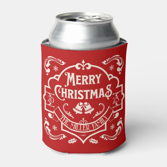 Porta-lata Feliz Natal, estilo vintage design (Can Front)